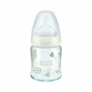 Nuk First Choise Plus Μπιμπερό Γυάλινο Γκρι 120 ml Με Θηλή Σιλικόνης 0-6 Μηνών
